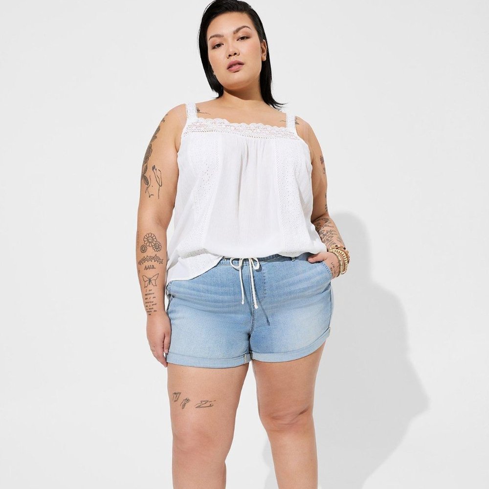 Torrid Washable Gauze Flowy Crochet Trim Cami